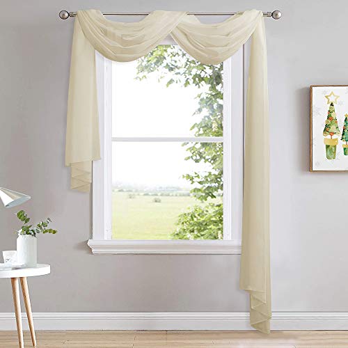 NICETOWN Pool Blue Decorative Window Scarfs, Fresh Color Chic Voile Sheer Curtains Flexible Valances for Beach House & Nursery Decor, Set of 2, W60 x L216