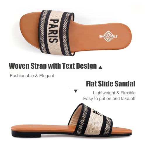 STUNAHOME Summer Flat Sandals for Women Fashion slide Sandals Womens