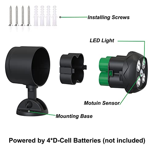 Quiltered Motion Sensor Outdoor Lights, Battery Operated 600LM Motion Detector Security Lights, Black (1 Pack)