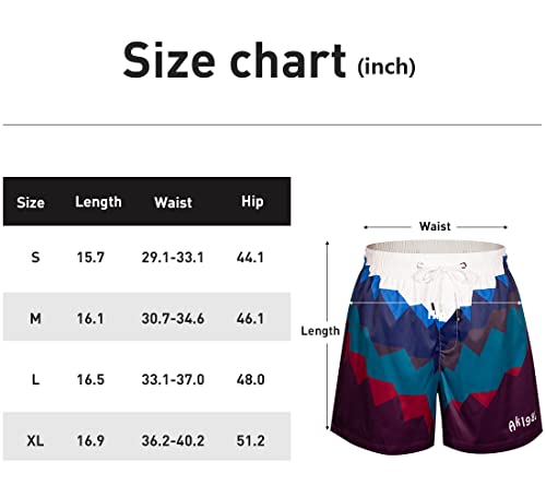 Arjen Kroos Mens Swim Trunks Quick Dry 5 Inch Inseam Swim Shorts for Men Bathing Suit with Pockets and Soft Lining Printed Swimwear Beach Shorts,AK2217-Deep Blue,Small