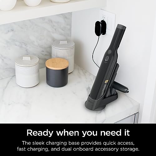 Shark WV201BK WANDVAC Cordless Hand Vac, Lightweight & Portable at 1.4 lbs. with Powerful Suction, Charging Dock, One-Touch Empty for Car & Home,Mattress,Duster Crevice Tool Included,Black(Pack of 1)