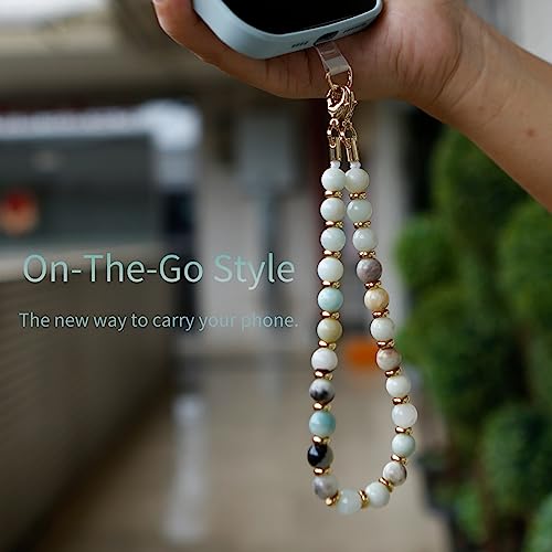 Lostars Marble Beaded iPhone Wrist Strap,Detachable Phone Bracelet Strap with Tether Tab,Hands-Free Phone Wristlet Strap (Sweet Cherries)