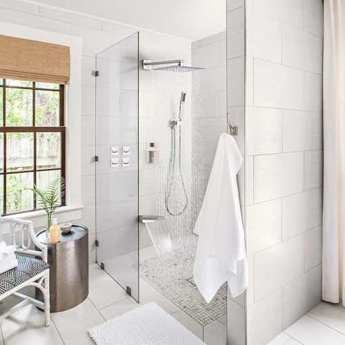 LCEVCGK Shower System with Tub Spout, Shower Faucet Set Complete Wall Mounted for Bathroom with 10 Inch Rainfall Shower Head and Handheld Rain Shower Mixer Combo Kit, Brushed Nickel