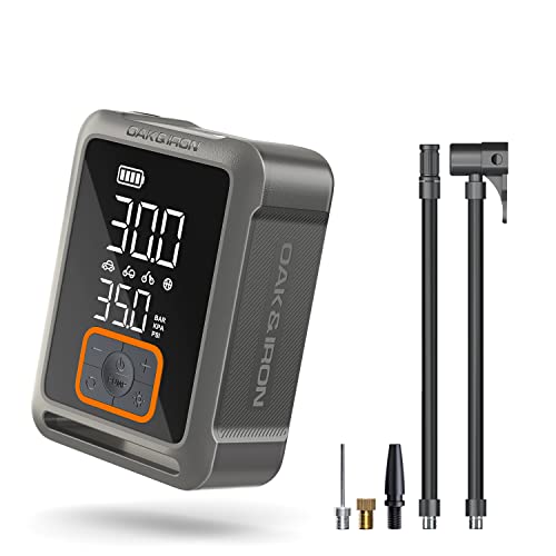 OAK & IRON Battery Tire Inflator 1 Min Fast Inflation Portable Air Compressor 150PSl Cordless Tire Pump with LED Screen for Cars, Bikes, Motorcycles, and Balls