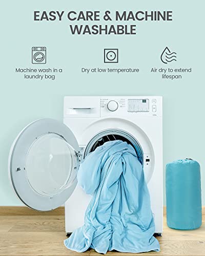 Topblan Cooling Comforter Queen Size, Lightweight Summer Blanket for Menopause Night Sweats, Breathable Soft Cooling Blanket for All Season Use, Machine Washable, 90"x90", Blue