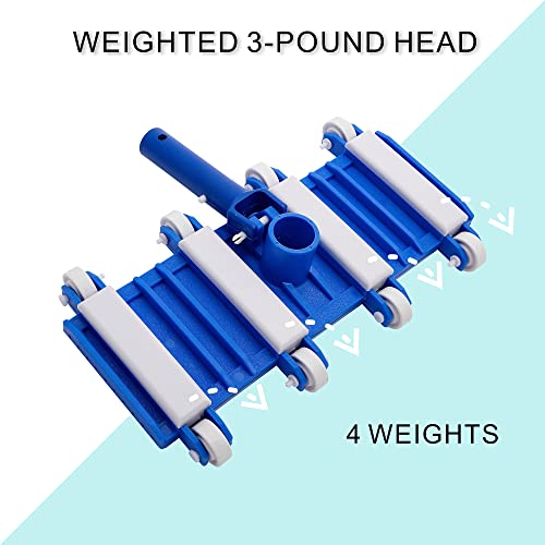 Uoark Pool Vacuum Head with Wheels, 14" Heavy Duty Head, Flexible Swimming Pool Vacuum Head with Swivel(Pole not Included)