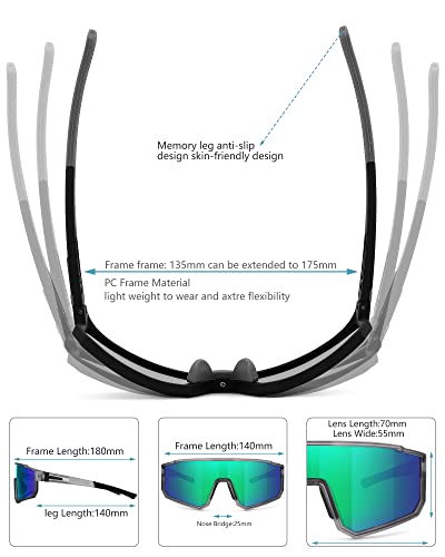 Pro Acme Polarized Sports Sunglasses for Men Women,UV Protection Lens Glasses For Baseball Fishing Cycling Running Driving Outdoor Sports(Black/Silver Mirror)