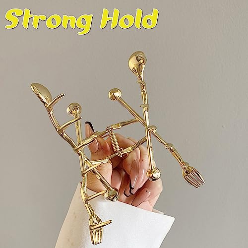Forks Spoons Hair Clips with Pearl Gold Metal Hair Claw Clips for Women Girls Creative Forks and Spoons Hair Accessories Shiny Elegant Hairpins Strong Hold Nonslip Hair Clip Goddess Look 1 Pcs