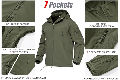 MAGCOMSEN Tactical Jackets for Men Military Army Jacket Soft Shell Jacket Skiing Jacket Snow Jacket Winter Coats Outwear Hunting Jacket Waterproof Jacket