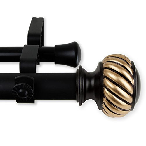 Rod Desyne 1" Baldir Double Curtain Rod, 28-48", Black