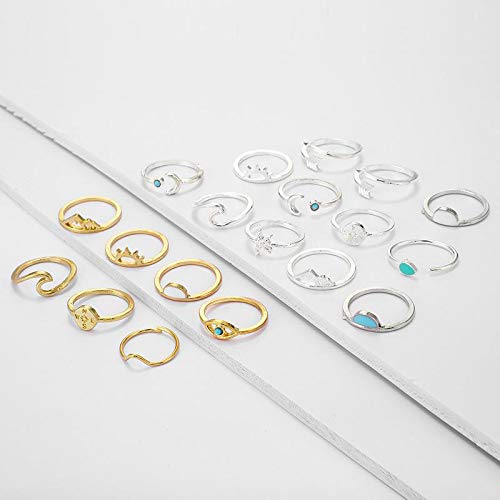 FUTIMELY Boho Retro Stackable Rings Sets for Teens Girls Women Rhinestone Knuckle Joint Finger Kunckle Nail Ring Sets (A:19PC)