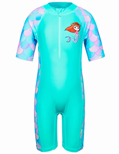 TFJH E Short Sleeve Swimsuits Girls Rashguard Bathing Suit UV 50+ Swimming Clothes Swimwear Zipper 4t 5t Pink Leave Short 4A