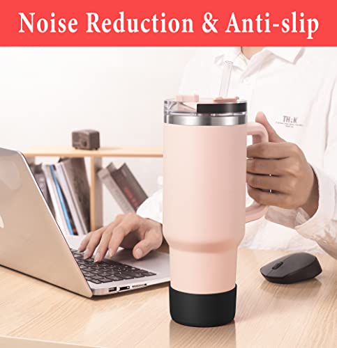 KTKUDY 2Pcs Silicone Boot for Stanley Quencher Tumbler H2.0 30 oz 40 oz & IceFlow 20 oz 30 oz & intended for Hydro Flask Water Bottle 12-24 oz - Cup Bottom Accessories Fits Stanley Cup, Pink