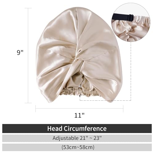 ZIMASILK 22 Momme 100% Mulberry Silk Bonnet for Sleeping & Women Hair Care, Highest Grade 6A Silk Hair wrap for Sleeping with Premium Elastic Stay On Head (1Pc, Beige)