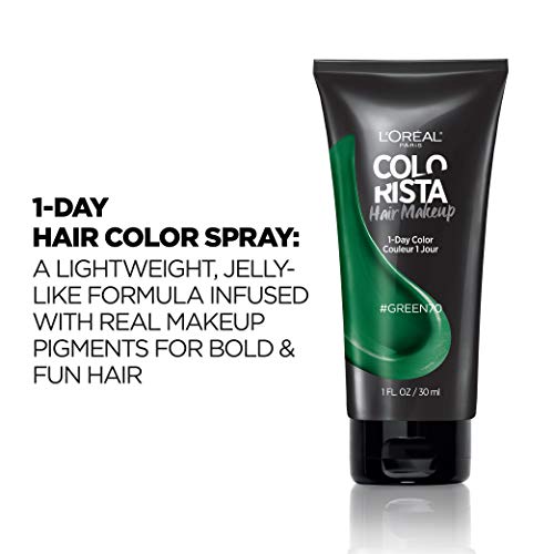 L'Oreal Paris Hair Makeup Temporary 1-Day Hair Color for Brunettes, Green 70, 1 Fl Oz
