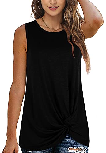 SAMPEEL Womens Tank Tops Loose Fit Round Neck Summer Sleeveless Shirts Coral Red L