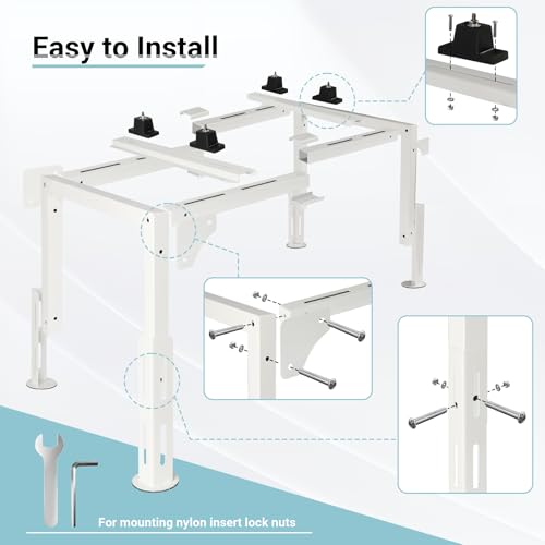 Eastrexon Mini Split Ground Stand, Adjustable Anti-Vibration Mini Split Stand w/ 400LBS Load Capacity, Heavy Duty AC Stand for 9,000-18,000 BTU Ductless Mini Split Air Conditioner Heat Pump