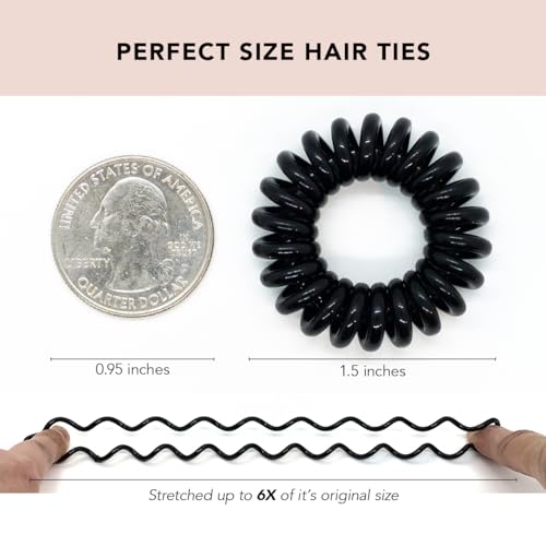 Kitsch Spiral Hair Ties for Women - Coil Hair Ties for Thick Hair, No Crease Hair Tie, Spiral Hair Ties No Damage, Hair Coils & Phone Cord Hair Ties for Thin Hair, Hair Ties Spiral, 8pcs (Transparent)
