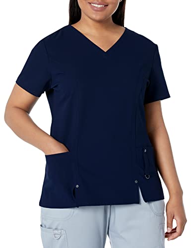 Dickies Women's Plus Size Xtreme Stretch V-Neck Scrubs Top, D-Wine, XXXXX-Large