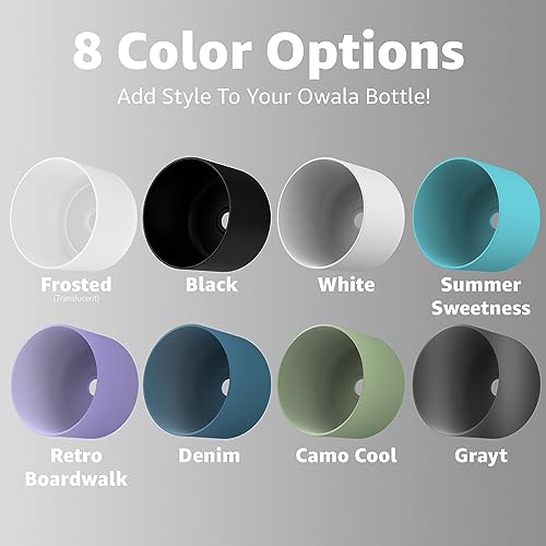 Jmoe USA Silicone Boot Sleeve + Hand Grip for Owala 40oz Water Bottle | BPA Free & Food-Grade Silicone Rubber | Protective Anti-Slip Bottom Bumper Cover | Protects Against Dents & Scratches (Black)