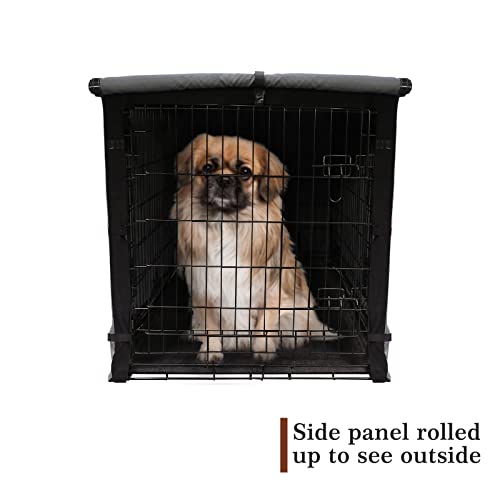 Yotache Dog Crate Cover for 24" Small Double Door Wire Dog Cage, Lightweight 600D Polyester Indoor/Outdoor Waterproof & Windproof Pet Kennel Covers, Gray | NO Wire Crate