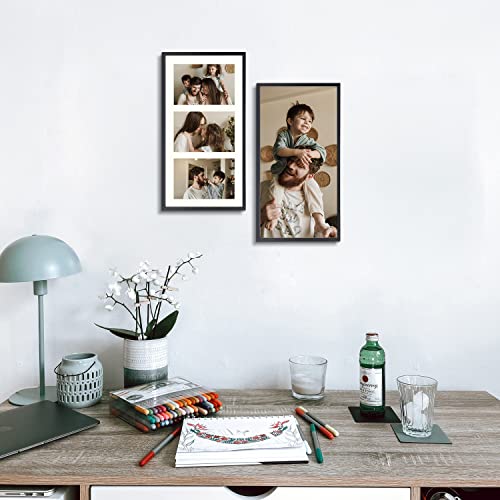 Golden State Art, Set of 10, 7x14 White Photo Wood Collage Frame with Mat Displays (3) 4"x6" Pictures