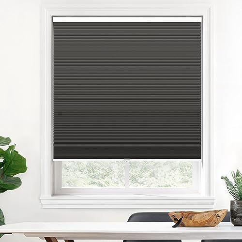 LazBlinds Cordless Cellular Shades, Blackout Honeycomb Shades with 1.5 inch cells, Room Darkening Pleated Blinds for Window Size 39" W x 72" H, Cream