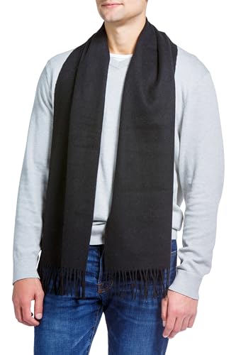Fishers Finery Men's 100% Pure Cashmere Scarf, Warm and Comfortable (Black)