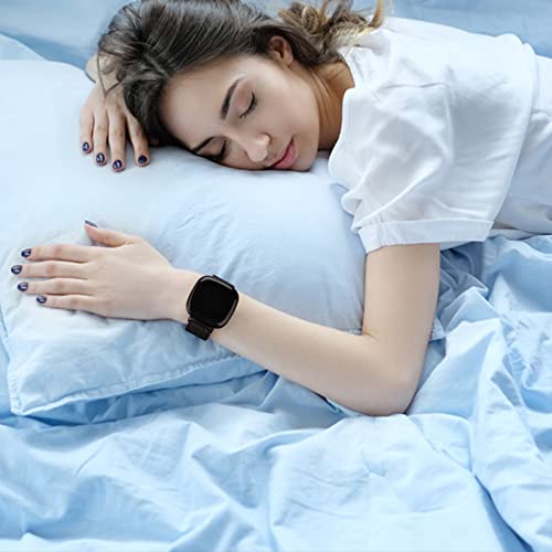 Vanjua Metal Band for Fitbit Sense 2,Sense Bands, Fitbit Versa 4,Versa 3 Bands Women Men,Versa 4 Smartwatch (Small, Black)