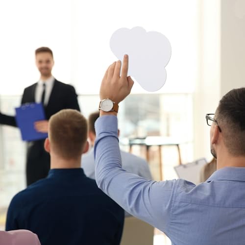 Seajan 100 Pcs Auction Bidding Paddles Bulk Answer Numbers Voting Blank Fans Dry Erase Boards Doubled Sided Handheld for Back to School Supplies(Cloud)
