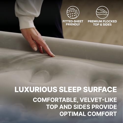 SLEEPLUX Dream Luxury 18" Twin Air Mattress with Built-in AlwayzAire Dual Pump, True-to-Size Raised Inflatable Mattress, Blow Up Bed with Ultra-Soft Flocked Top and Sides, 1-Year Warranty