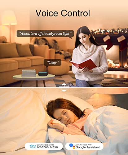 GHome Smart Switch, 2.4Ghz Wi-Fi Light Switch Compatible with Alexa, Google Home, Neutral Wire Required, Single-Pole,UL Certified,Voice Control and Timer, No Hub Required,1 Pack, White (SW5)