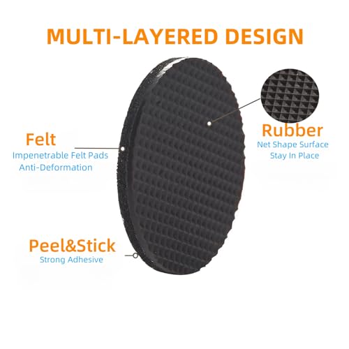 Furnigear Non Slip Furniture Pads - Self Adhesive Rubber Anti Skid Pads Grippers Rubber Chair Feet Furniture Pads for Hardwood Floors -Protectors for Furniture Table Legs Anti Slip 32 Pcs 1-1/2" Round