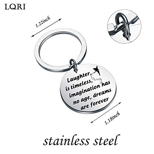 LQRI Womens Tinkerbell Jewerly Gift Laughter is Timeless Imagination Has No Age Dreams Are Forever Keychain Fairy Gifts for BFF Best Friends Sisters Daughters (Laughter is timeless)