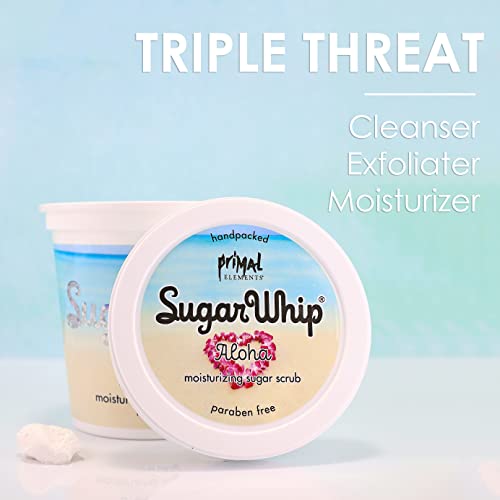 Primal Elements Sugar Scrub, Exfoliating Sugar Whip, Body Cleanser & Moisturizer, Unicorn, 10 oz Package