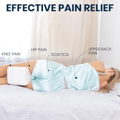 Everlasting Comfort Knee Pillow for Side Sleepers - Memory Foam Leg Pillow for Hip and Back Pain Relief - Comfortable Leg Pillow for Side Sleeping - Adjustable Strap - Sciatica Pain Relief Pillow