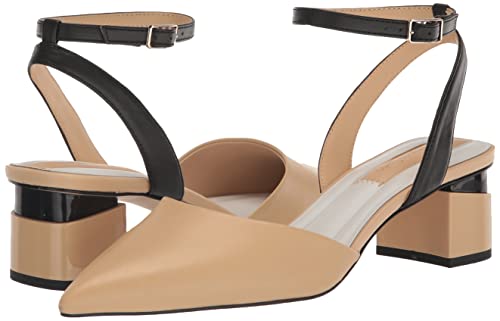 Franco Sarto Womens Naya Pointed Toe Pump Beige and Black Leather 11 M
