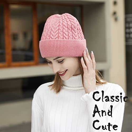HiRui Knit Beanie Hats for Men Women Winter Hats Skull Caps Warm Classic Slouchy (Beige White)