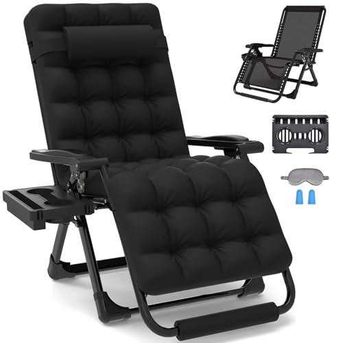 Slendor Zero Gravity Chairs, Padded Zero Gravity Recliner, Reclining Lounge Chair for Indoor Outdoor, Folding Lawn Patio Chair with Aluminum Alloy Lock, Foot Rest, Cup Holder, American Flag
