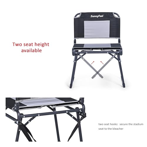 SUNNYFEEL Oversized Stadium Seat for Bleachers with Back Support Extra Wide, Bleacher Stadium Seats Chairs with Backs Portable Bleachers Seat with Hook for Sports Events Baseball Soccer Benches