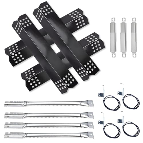 AJinTeby 15" Grill Heat Plates and 14 7/8" Pipe Burners for Charbroil 463411512, 463411712, Kenmore 122.16134, 122.16134110, Nexgrill 720-0670A 720-0783 and Tera Gear Model Grills