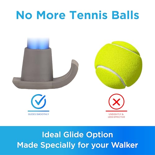 NOVA Walker Skis Glides for Folding Walkers 2 Skis, Universal Walker Accessories, Tennis Ball Replacement, Durable Easy-Glide Mobility Aid, One Pair (2 Skis), Gray