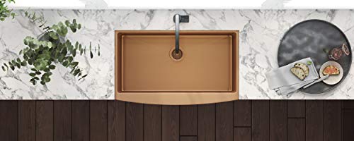 Ruvati Copper Tone 30-inch Apron-Front Farmhouse Kitchen Sink - Matte Bronze Stainless Steel Single Bowl - RVH9660CP