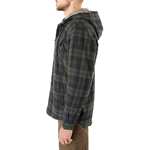 Smith's Workwear Men's Sherpa-Lined Hooded Flannel Shirt-Jacket, Blackwatch-463