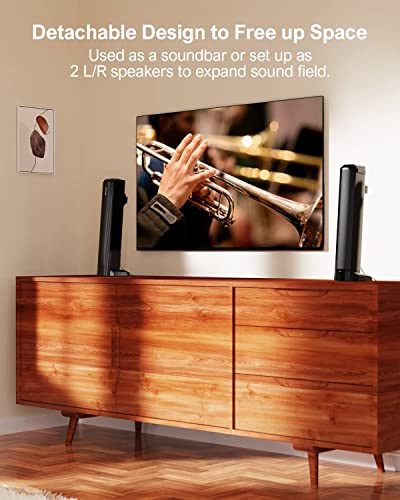 ULTIMEA 4.1ch Sound Bar for Smart TV with Dolby Atmos, 2-in-1 Bluetooth 5.3 Soundbar for TV with Subwoofer, 280W Peak Power, 3 EQ Modes TV Soundbar, Bass Boost, HDMI eARC, Apollo S60 Detachable Series