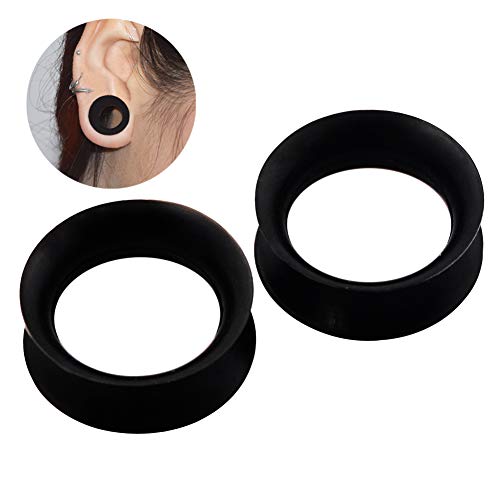 Stuppendux 1 Pair White Soft Silicone Flexible Ear Skin Tunnels Plugs Expanders Gauges Hollow Body Piercing 1/2" 12mm