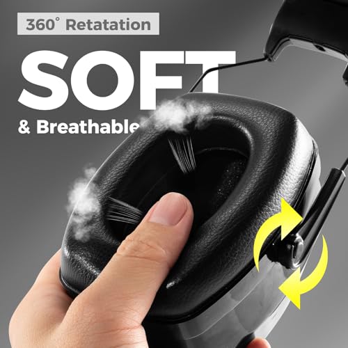 ProCase Extra Large SNR 37dB Noise Cancelling Headphones, Hearing Protection Ear Muffs for Noise Reduction NRR 35dB -Black