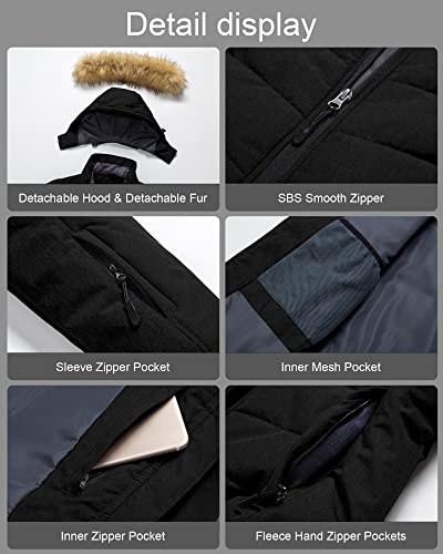 Pursky Ski Jacket Women Plus Size Winter Coats Waterproof Windproof Print Fully Taped Seams Snow Coat Warm Windbreaker Star M