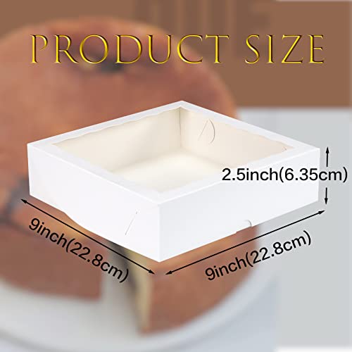 RomanticBaking 14pcs 9x9x2.5 Inches Bakery Boxes with Window Pie Boxes Breakable Heart Boxes Chocolate Covered Strawberries Boxes Cookies Boxes Cakesickle Boxes