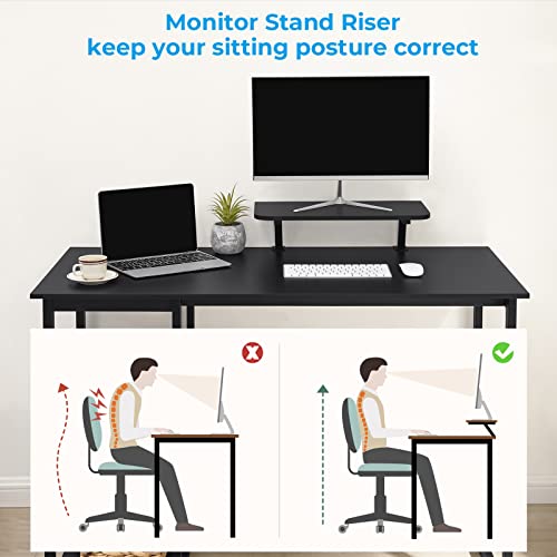 GreenForest Computer Desk with Monitor Stand,39 inch Small Desk with Reversible Storage Shelves,Gaming Desk for Small Spaces Home Office Writing Desk Study Table,Black